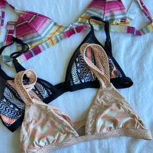 3 size small surf tops, 1 billabong 2 ripcurl